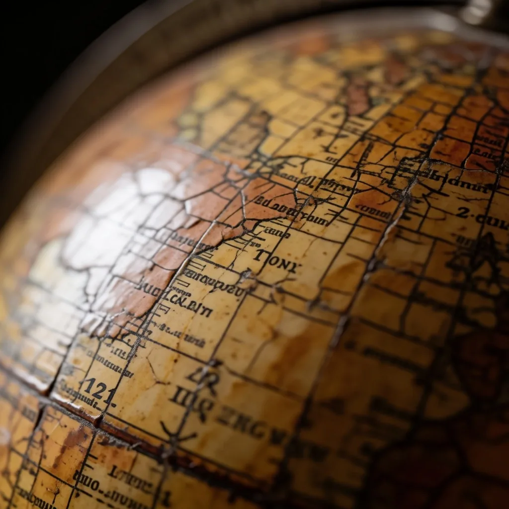 Mapa mundial con proyección de Mercator sobre papel envejecido